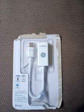 GE White Mini DisplayPort to HDMI Adapter - White
